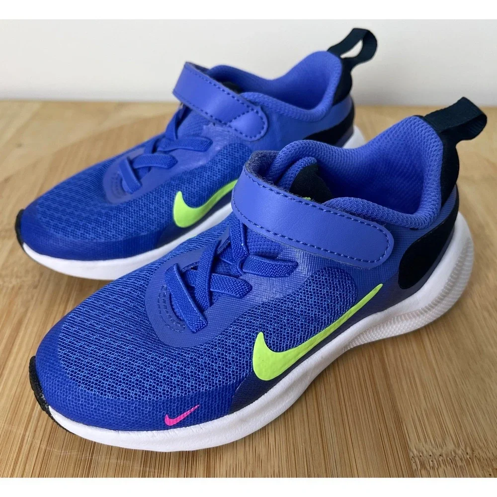 00459 - Kids Nike Revolution Ultramarine/Lime Sneakers‎ Toddler Size 9C